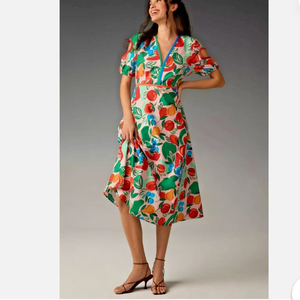 Farm RIO  fruits / heart sleeves Dress XS NWT - Picture 3 of 16
